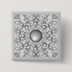 Badge Carré 5 Cm Gris dentée céramique