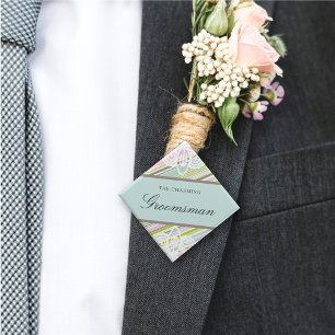 Badge Carré 5 Cm GROOMSMAN Étiquette de nom de mariage Sweet Garden