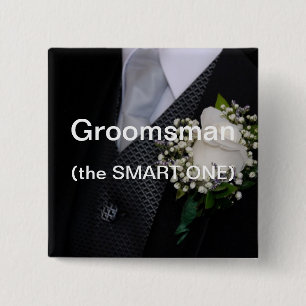 Badge Carré 5 Cm Groomsman le futé