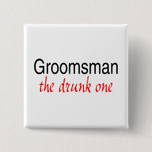 Badge Carré 5 Cm Groomsman (l'ivre)