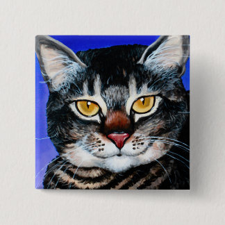 Badge Carré 5 Cm Gros chat peint