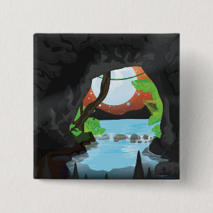 Badge Carré 5 Cm Grotte de la forêt