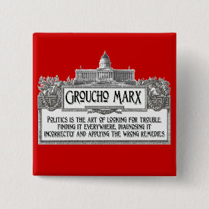 Badge Carré 5 Cm Groucho Marx sur la politique