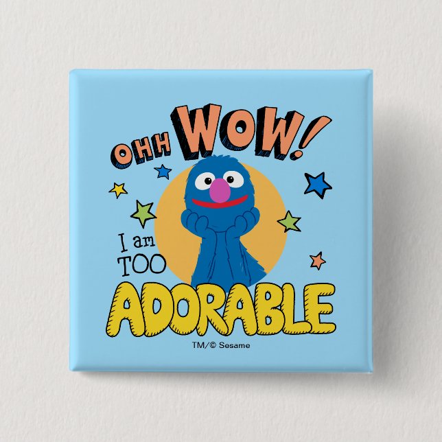 Badge Carré 5 Cm Grover | Je Suis Trop Adorable (Devant)