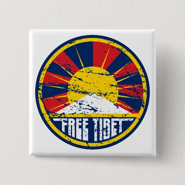 Badge Carré 5 Cm Grunge ronde libre du Thibet (Devant)
