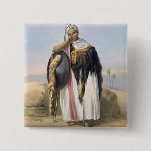 Badge Carré 5 Cm Guerrier d'Amhara, Ethiopie, illustration de '