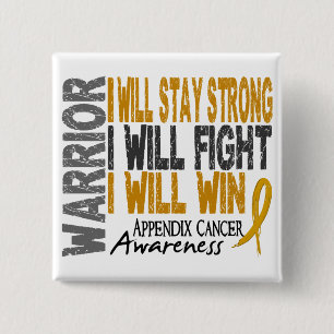 Badge Carré 5 Cm Guerrier de Cancer d'annexe