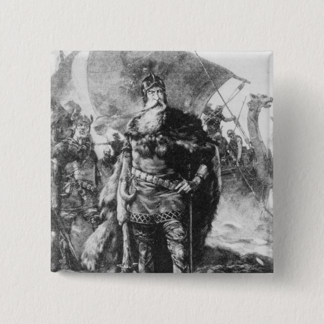 Badge Carré 5 Cm Guerrier de Viking (Devant)