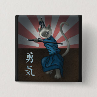 Badge Carré 5 Cm Guerrier Kitten