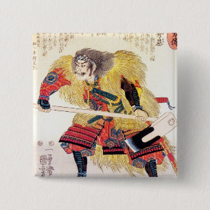 Badge Carré 5 Cm Guerrier oriental japonais traditionnel samouraï