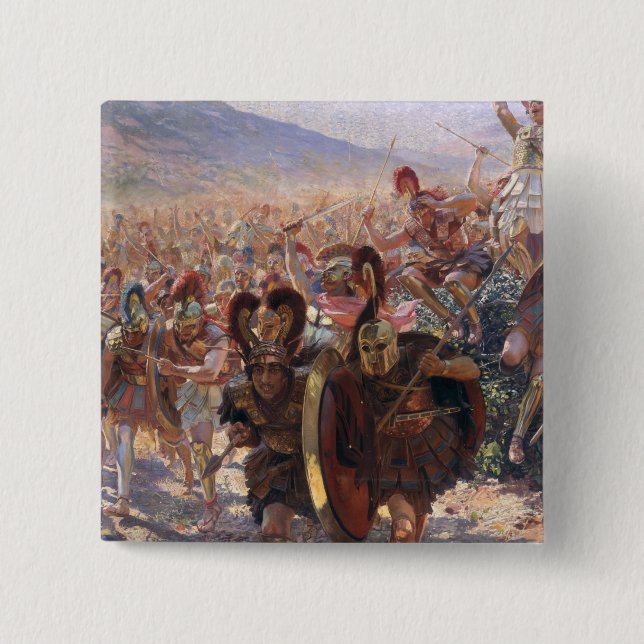 Badge Carré 5 Cm Guerriers antiques (Devant)
