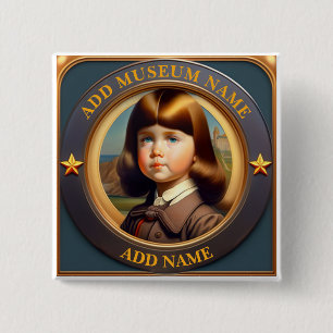 Badge Carré 5 Cm Guide du musée personnalisé et bouton du document