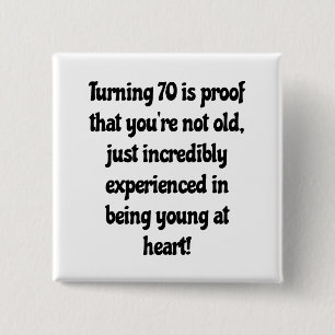 Badge Carré 5 Cm Guillemets du 70e anniversaire
