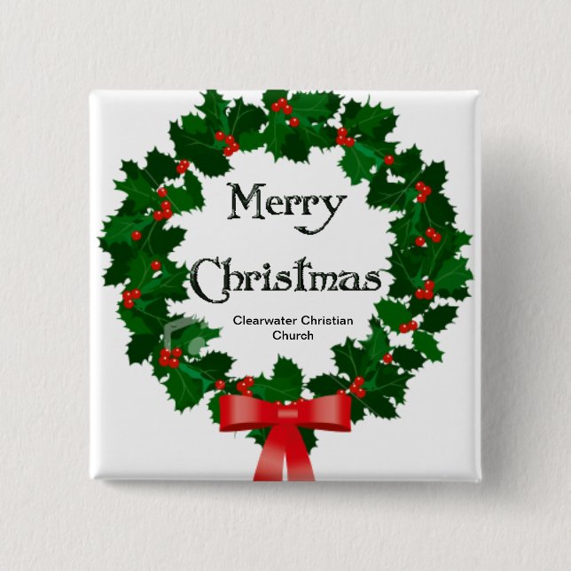 Badge Carré 5 Cm Guirlande de Joyeux Noël (Devant)