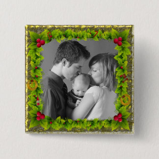 Badge Carré 5 Cm Guirlande de Noël