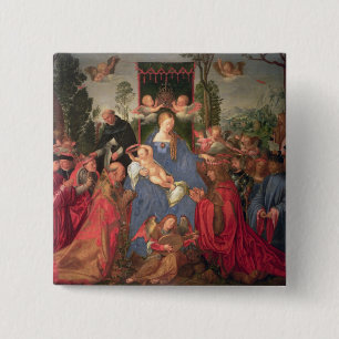 Badge Carré 5 Cm Guirlande du retable de roses, 1600