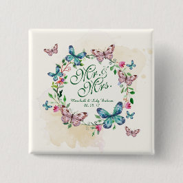 Badge Carré 5 Cm Guirlande personnalisée de papillon épousant le