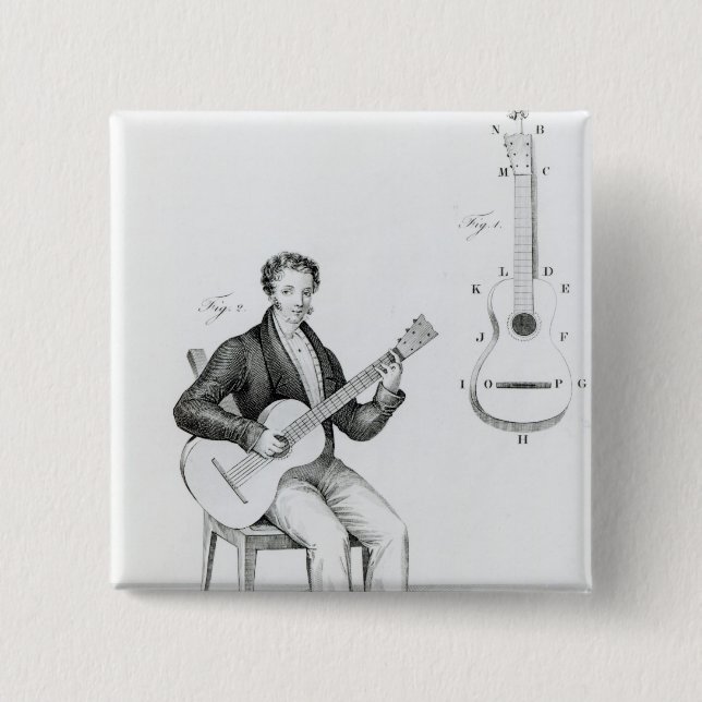 Badge Carré 5 Cm Guitare (Devant)