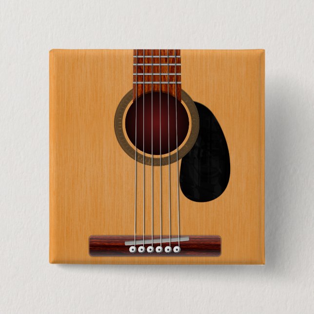 Badge Carré 5 Cm Guitare acoustique (Devant)