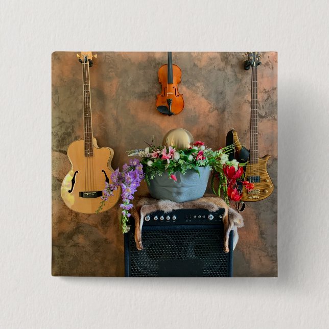 Badge Carré 5 Cm Guitare acoustique géniale (Devant)