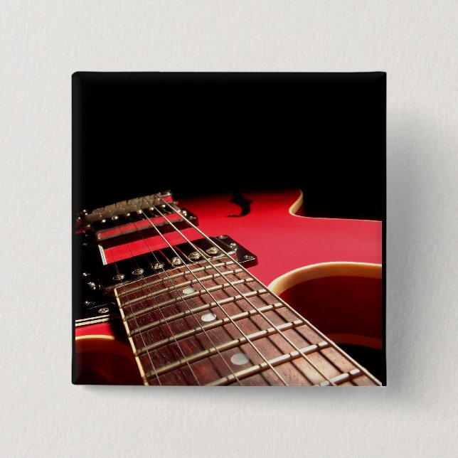 Badge Carré 5 Cm Guitare électrique rouge (Devant)