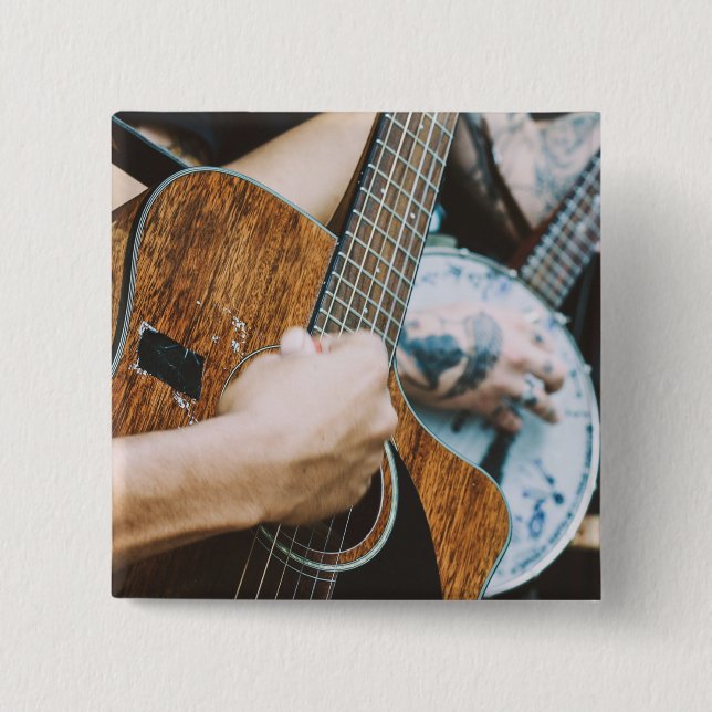 Badge Carré 5 Cm Guitare géniale (Devant)