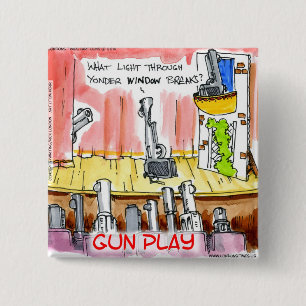Badge Carré 5 Cm GunPlay Dessin Animé Drôle