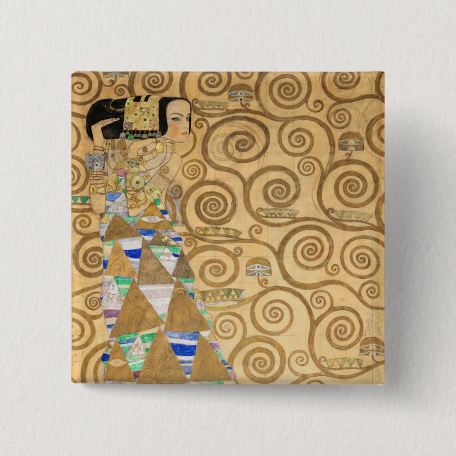 Badge Carré 5 Cm Gustav Klimt - Attente, Stoclet Frieze (Devant)