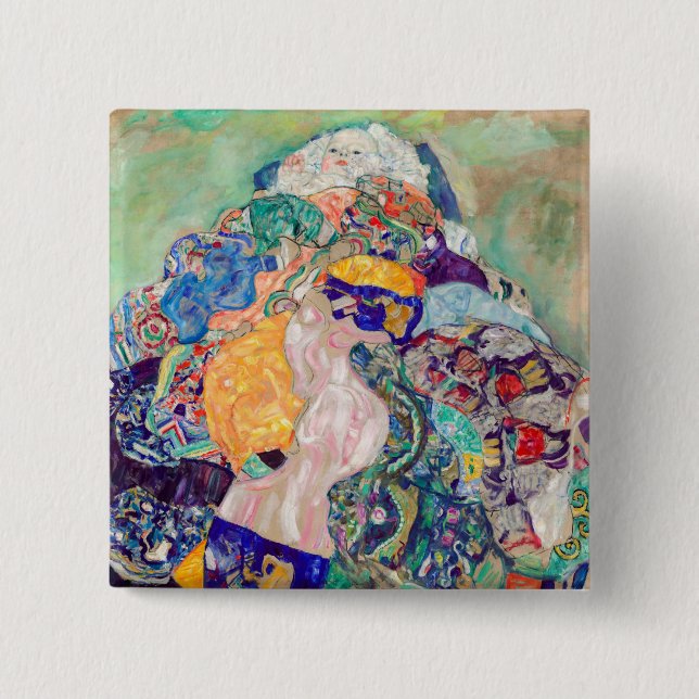 Badge Carré 5 Cm Gustav Klimt - Bébé / Berceau (Devant)