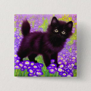 Badge Carré 5 Cm Gustav Klimt Black Kitten