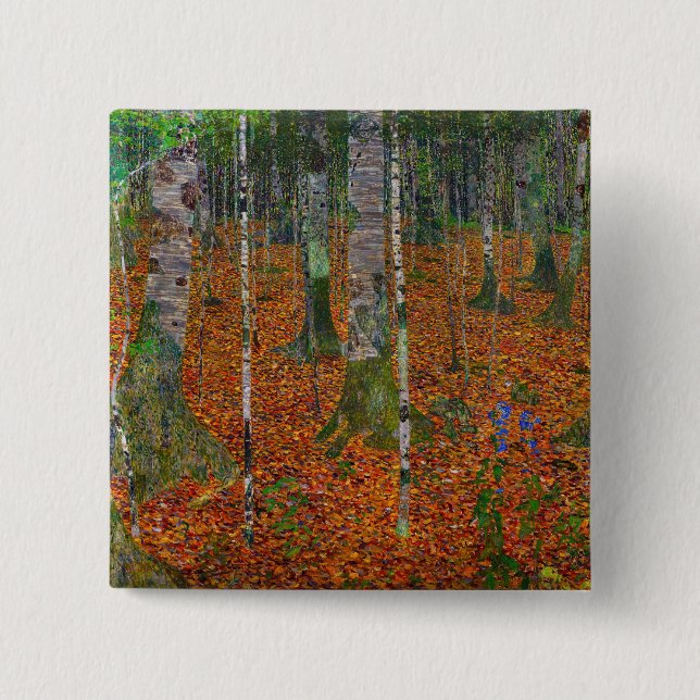 Badge Carré 5 Cm Gustav Klimt - Bois de bouleau (Devant)