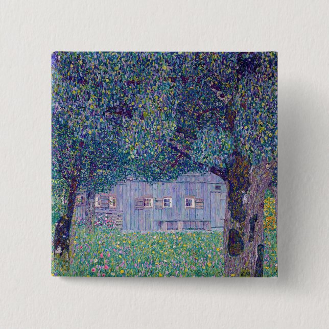 Badge Carré 5 Cm Gustav Klimt - Ferme en Haute-Autriche (Devant)