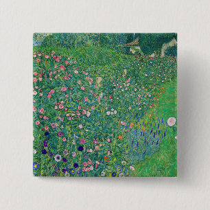 Badge Carré 5 Cm Gustav Klimt - Paysage du jardin italien