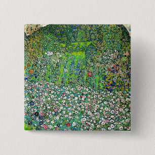 Badge Carré 5 Cm Gustav Klimt - Paysage horticole et sommet d'une c