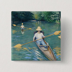 Badge Carré 5 Cm Gustave Caillebotte - Embarcations sur l'Yerres