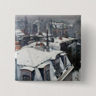 Badge Carré 5 Cm Gustave Caillebotte - Toits sous la neige