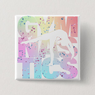Badge Carré 5 Cm Gymnastics Confetti Letters   