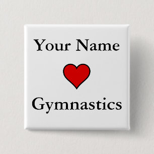 Badge Carré 5 Cm Gymnastique de coeurs (de votre nom)