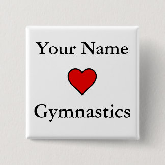 Badge Carré 5 Cm Gymnastique de coeurs (de votre nom)
