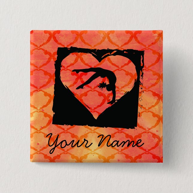 Badge Carré 5 Cm Gymnastique faite sur commande personnalisée de (Devant)