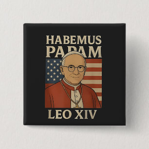 Badge Carré 5 Cm Habemus papam Pape Léon XIV Église chrétienne