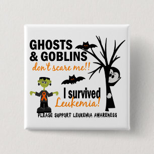 Badge Carré 5 Cm Halloween 1 survivant de leucémie
