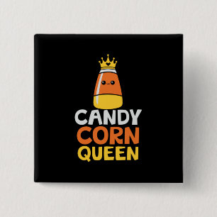 Badge Carré 5 Cm Halloween Candy Corn Queen Crown Cute Birthday