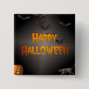 Badge Carré 5 Cm Halloween heureux