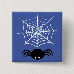 Badge Carré 5 Cm Halloween Spider Web