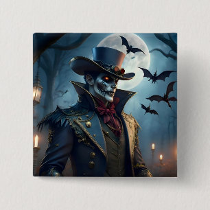 Badge Carré 5 Cm Halloween Steampunk Southern Gothic Zombie