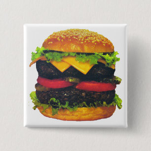 Badge Carré 5 Cm Hamburger de luxe double au fromage