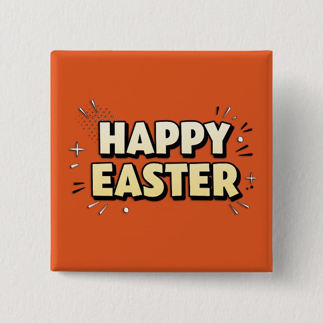 Badge Carré 5 Cm Happy Easter Modern Terracotta Typographic Pin (Devant)