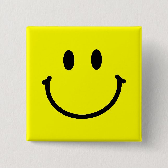 Badge Carré 5 Cm Happy Face Button (Devant)