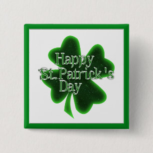 Badge Carré 5 Cm Happy St. Patricks Day Shamrock